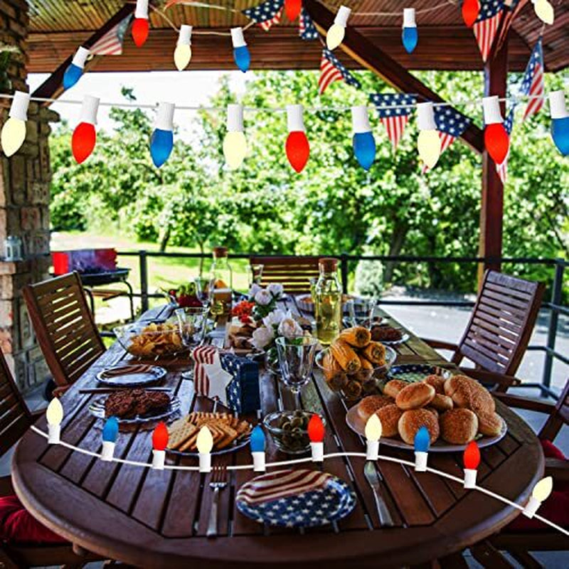 4Th of July Decor - 22.8Ft C7 Patriotic Red White and Blue Ceramic Incandescent