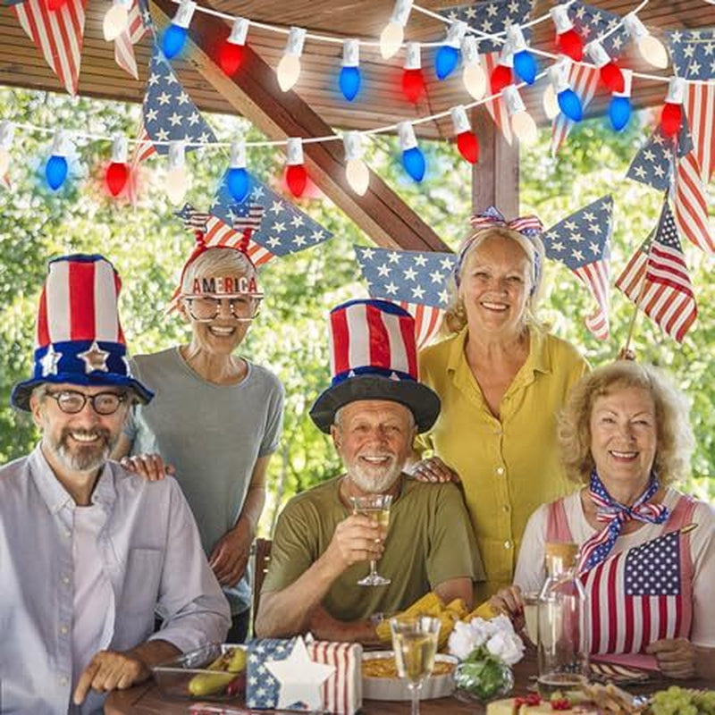 4Th of July Decor - 22.8Ft C7 Patriotic Red White and Blue Ceramic Incandescent