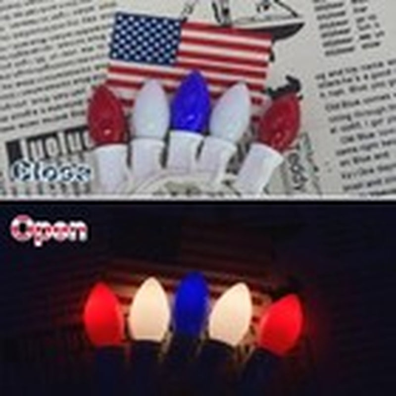4Th of July Decor - 22.8Ft C7 Patriotic Red White and Blue Ceramic Incandescent