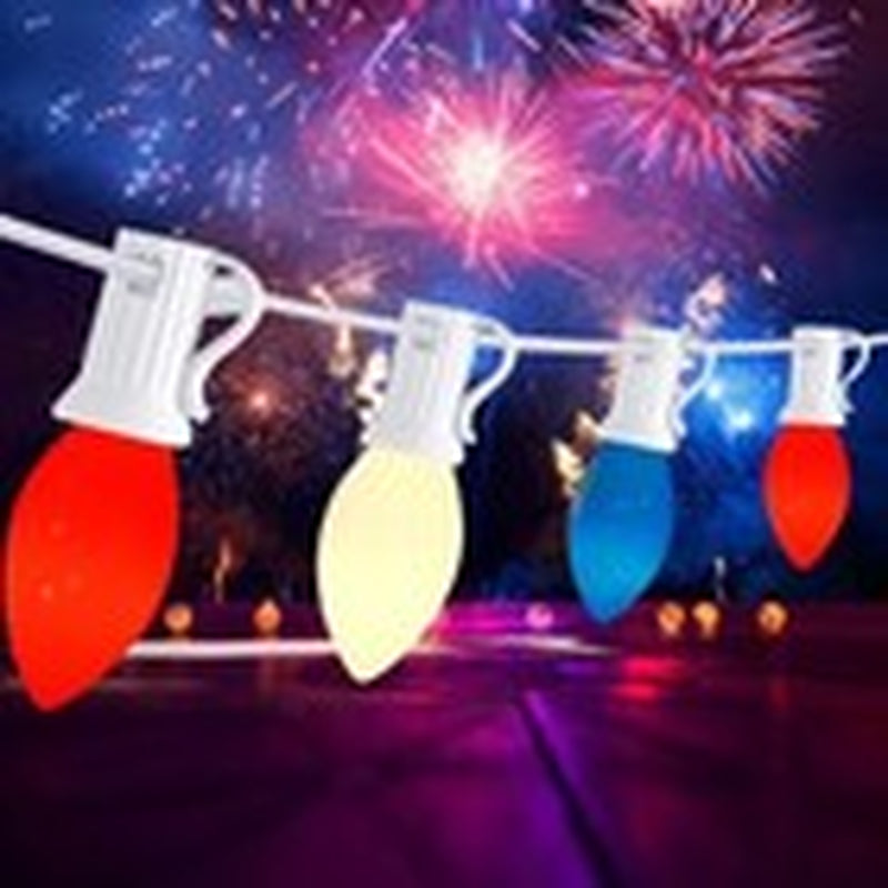 4Th of July Decor - 22.8Ft C7 Patriotic Red White and Blue Ceramic Incandescent