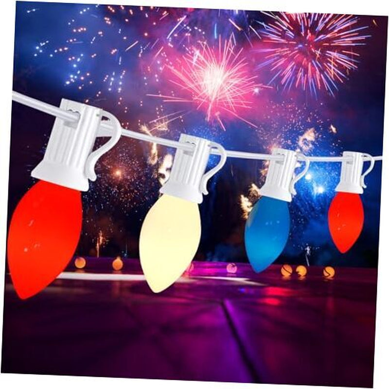 4Th of July Decor - 22.8Ft C7 Patriotic Red White and Blue Ceramic Incandescent