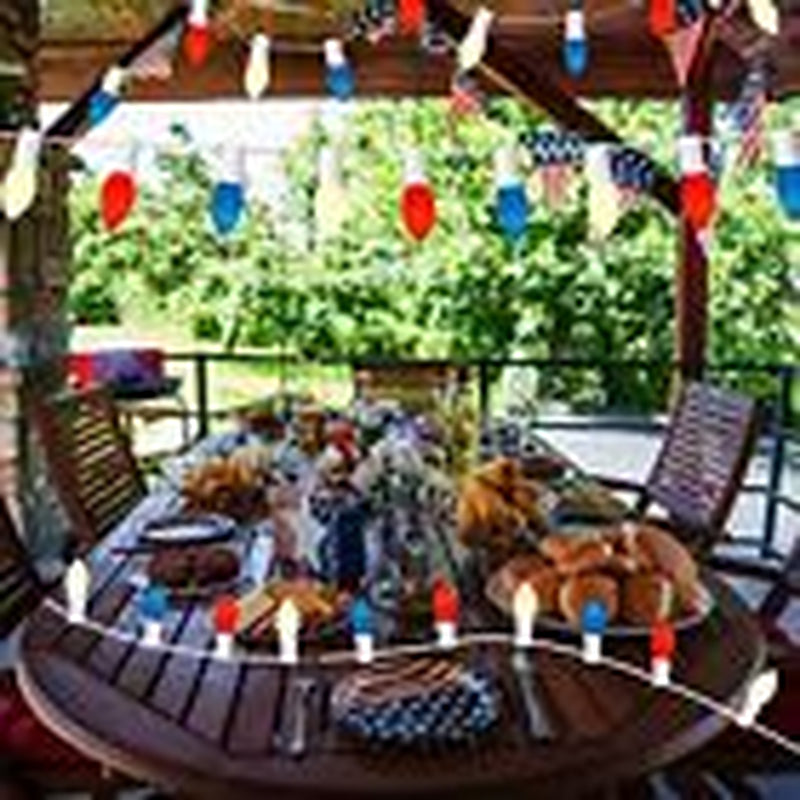 4Th of July Decor - 22.8Ft C7 Patriotic Red White and Blue Ceramic Incandescent