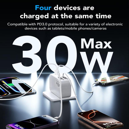 SPGUARD 4 in 1 Wall Charger with Dual USB Ports and 90Cm Lightening and Type-C Cables, 40W Fast Charging Foldable Block Compatible with Ipad,Iphone 16/15, Airpods,Galaxy, Pixel, and More