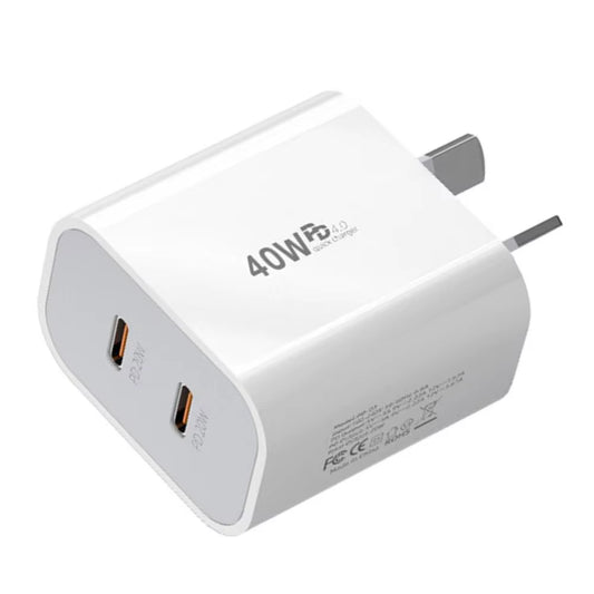 USB C Charger 40W Fast Charging Charger 2Ports Type C Mobile Phone Charger PD Power Adapter Forsamsung Forxiaomi Foriphone QC3.0